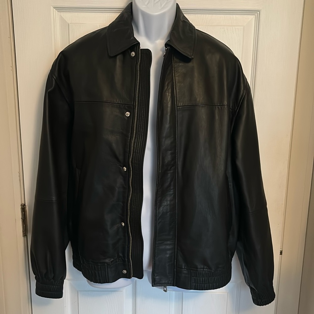 ASOS Design Leather Retro Style Harrington Jacket